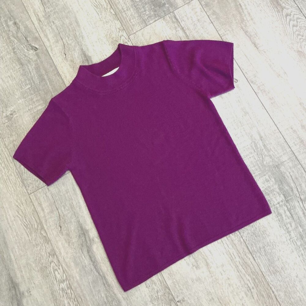 Norton McNaughton Women’s Small Magenta Mock Neck Short Sleeve Sweater